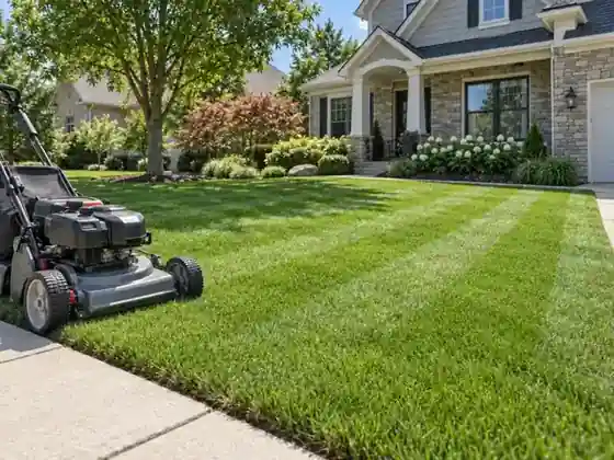 Freshly mowed lawn at a Metro Detroit home